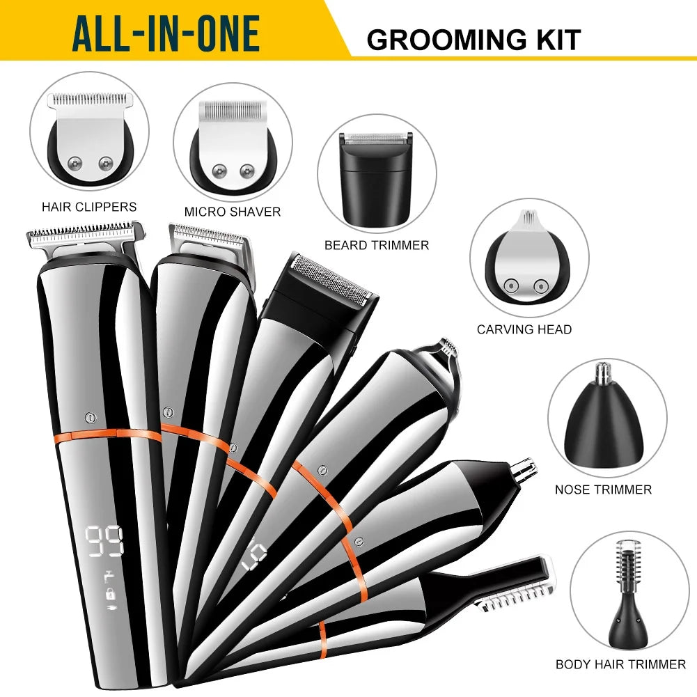 Beard Trimmer for Men Body Mustache Nose Hair Groomer Cordless Trimmer 6 in 1 Grooming Kit Waterproof USB Rechargeable