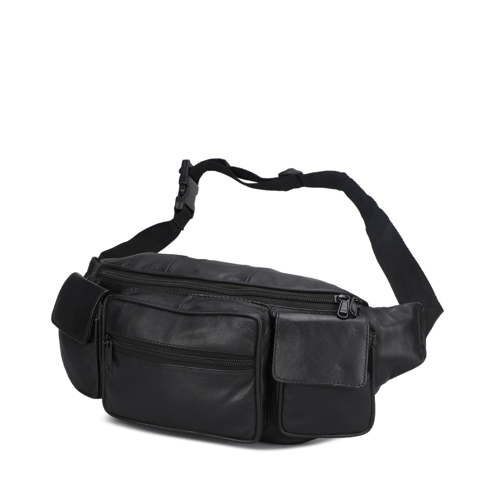 Leather Fanny Pack Belt Waist Pouch Hip Travel Purse Large Mens Womens Black