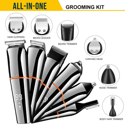 Beard Trimmer for Men Body Mustache Nose Hair Groomer Cordless Trimmer 6 in 1 Grooming Kit Waterproof USB Rechargeable
