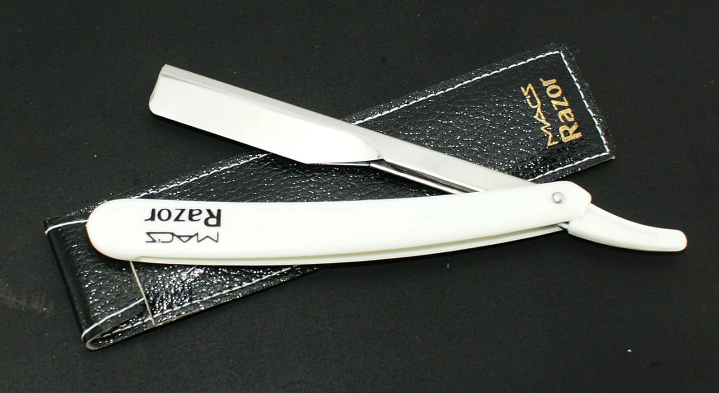 Professional Barber Straight Edge Barber Razors Macs Brand-50-01 (White Handle Razors)
