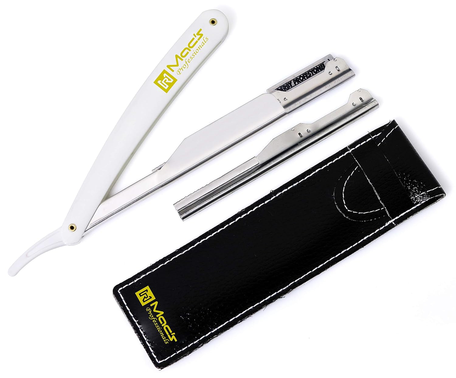 Professional Barber Straight Edge Barber Razors Macs Brand-50-01 (White Handle Razors)