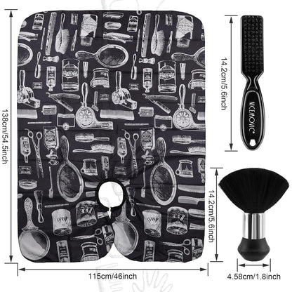 Hair Cutting Barber Cape for Men Women Kids with Neck Duster Brush and Barber Brush, Professional Barber Accessories Cleaning Supplies for Salon Haircut Styling