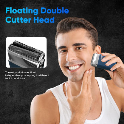 Portable Electric Razor for Men with Toothed & Mesh Blades, Magnetic Adsorption Head, Dynamic Ribbon LED, IPX7, Mini Electric Foil Shaver for Men, Polly