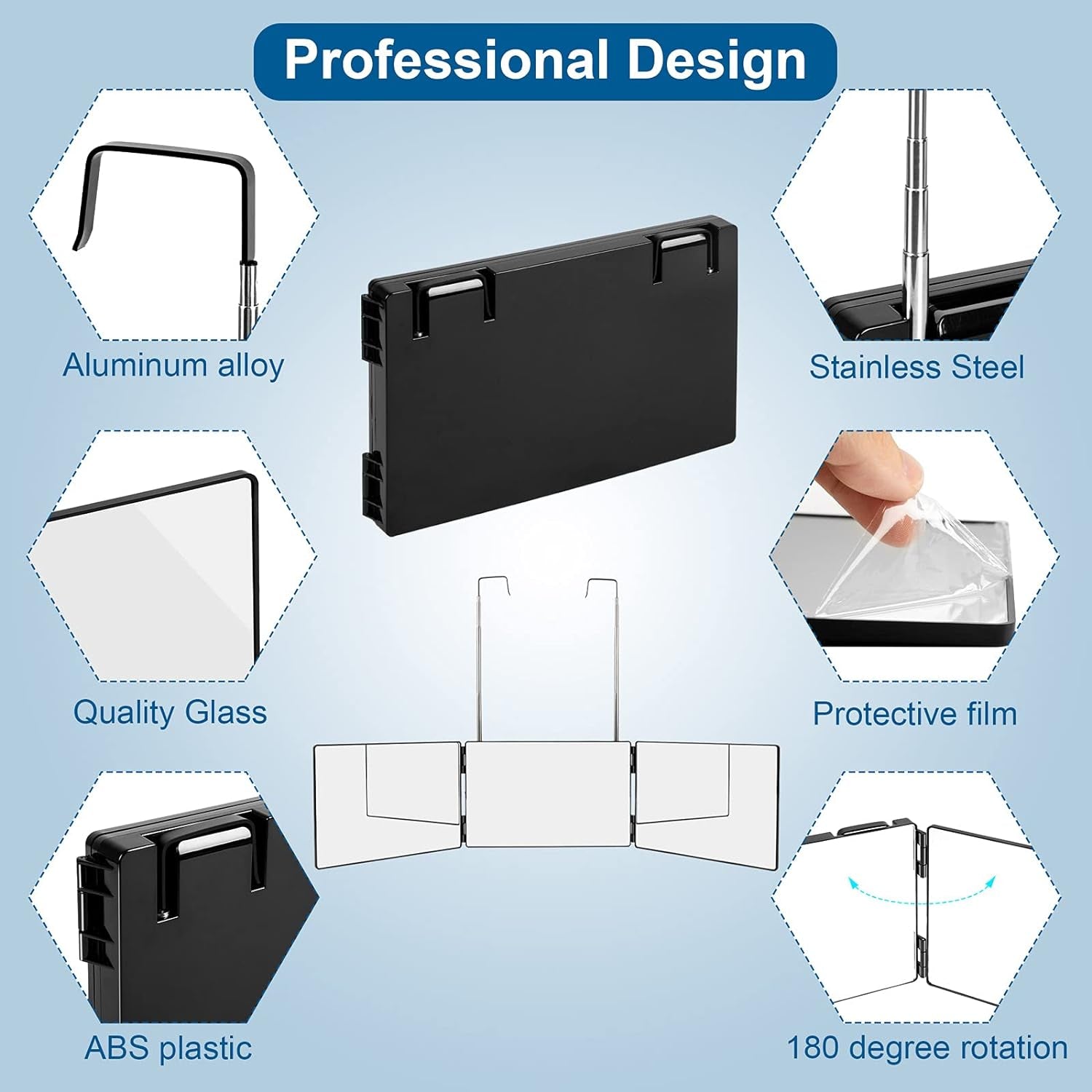 3 Way Mirror for Self Hair Cutting,360 Haircuts Mirror Men for Barber Us