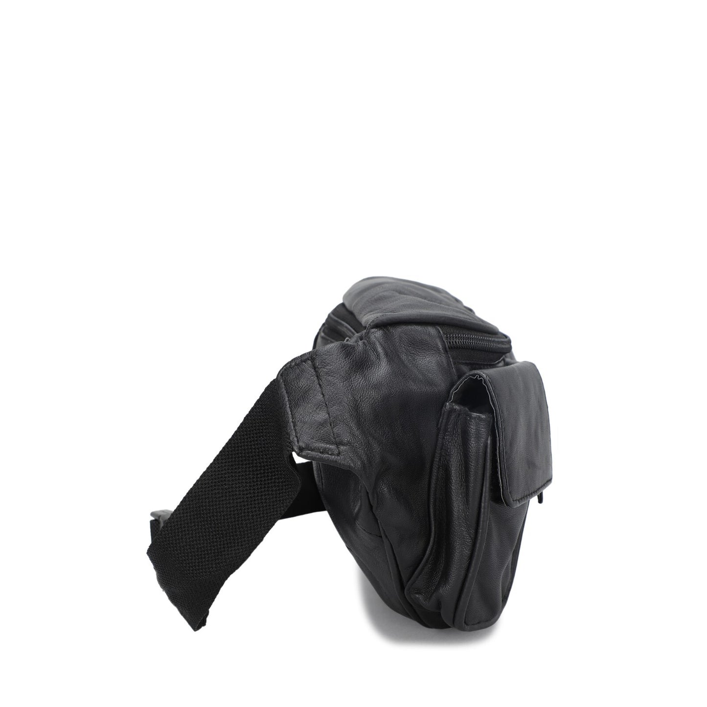 Leather Fanny Pack Belt Waist Pouch Hip Travel Purse Large Mens Womens Black